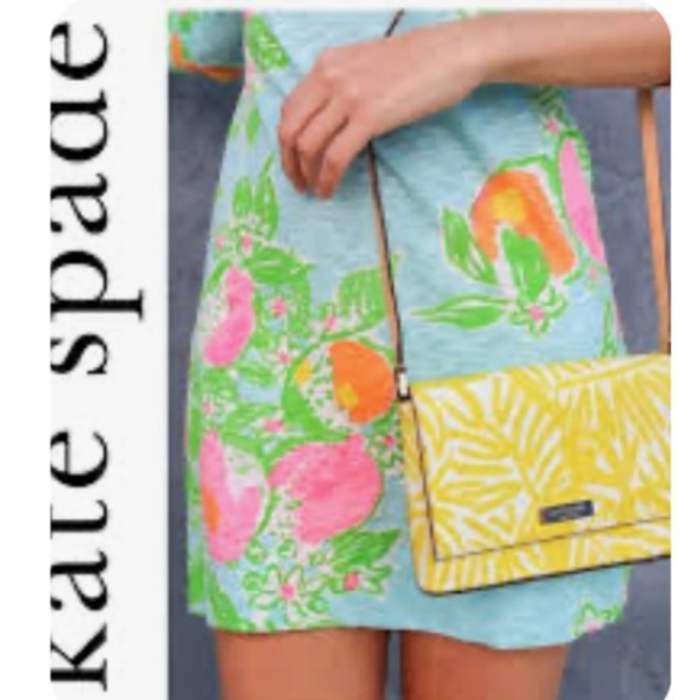 Kate Spade Grant Street Bright Yellow Palm Mini Crossbody Bag